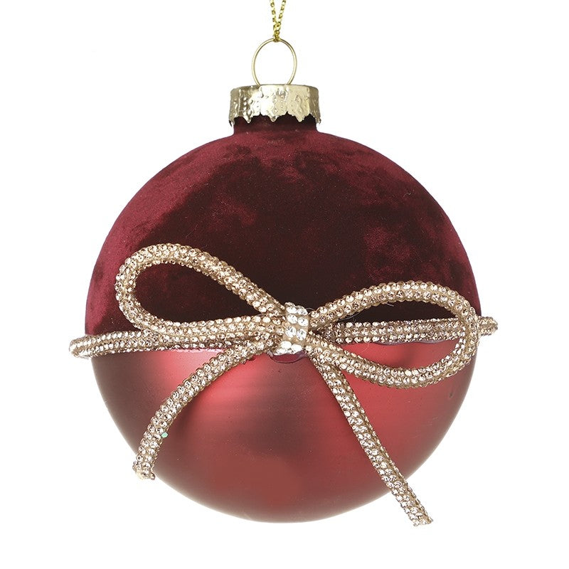 Red Bauble With Central Bow