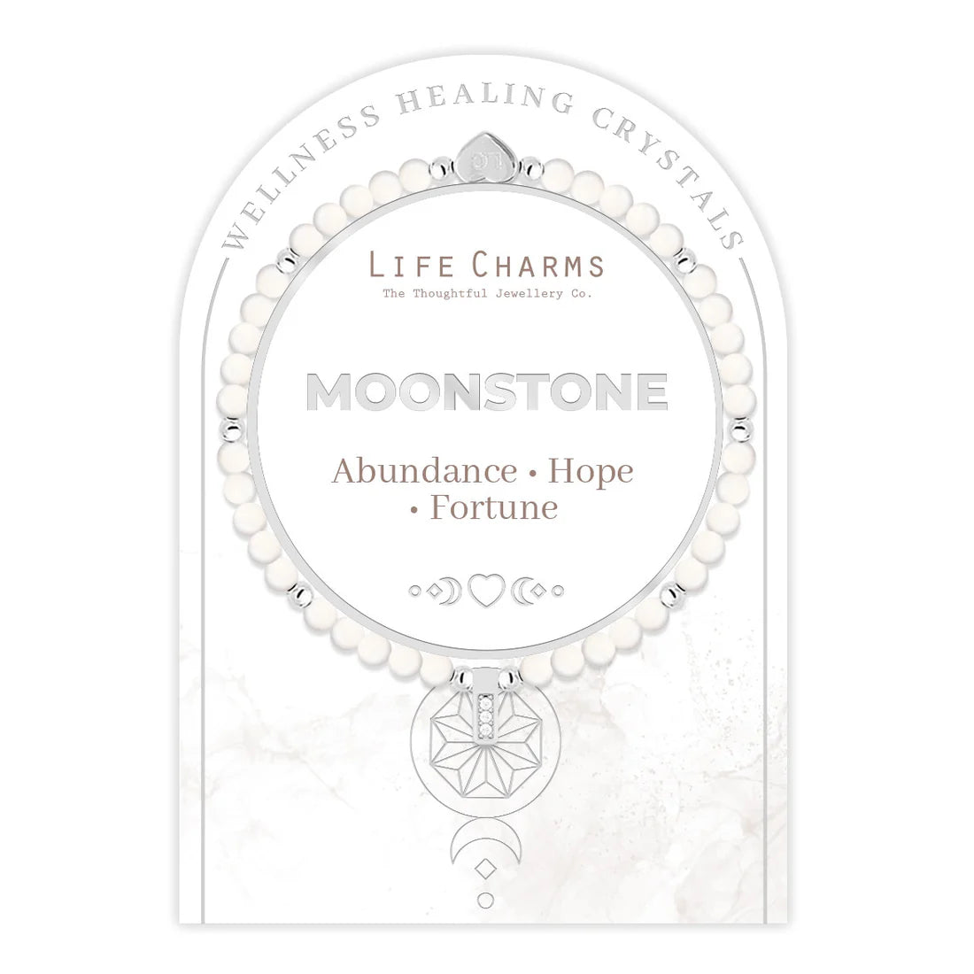 Moonstone & Silver Healing Crystals Bracelet