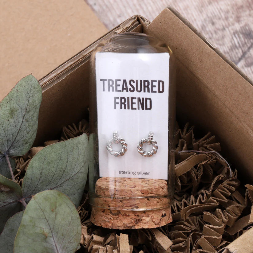 Attic Creations - "Treasured Friend" twisted circle earrings/ SILVER/GOLD