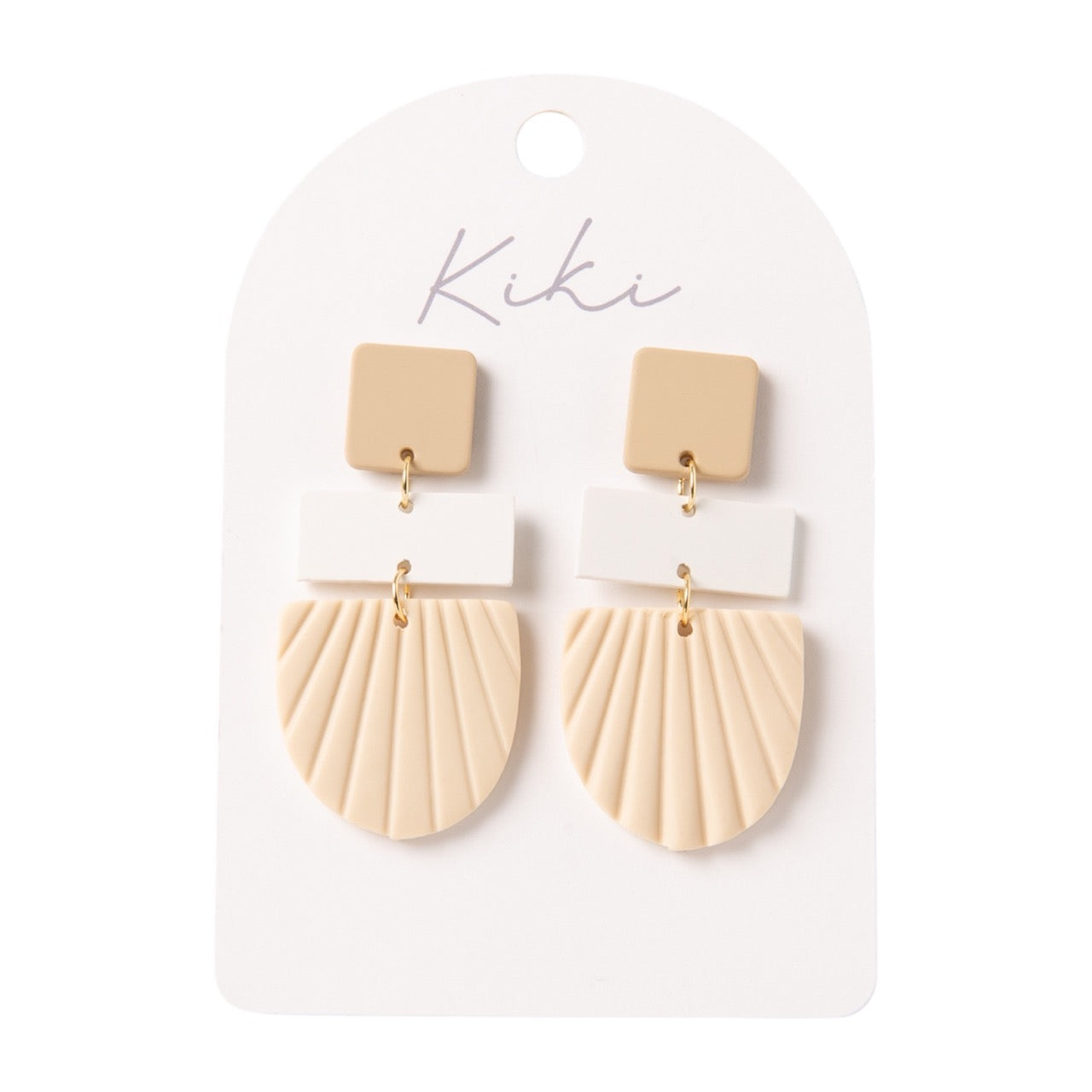 Sale - KiKi - Beige Square Earrings