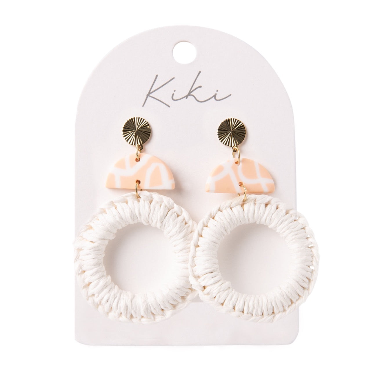 Sale - KiKi - Pink & White Hoop Earrings