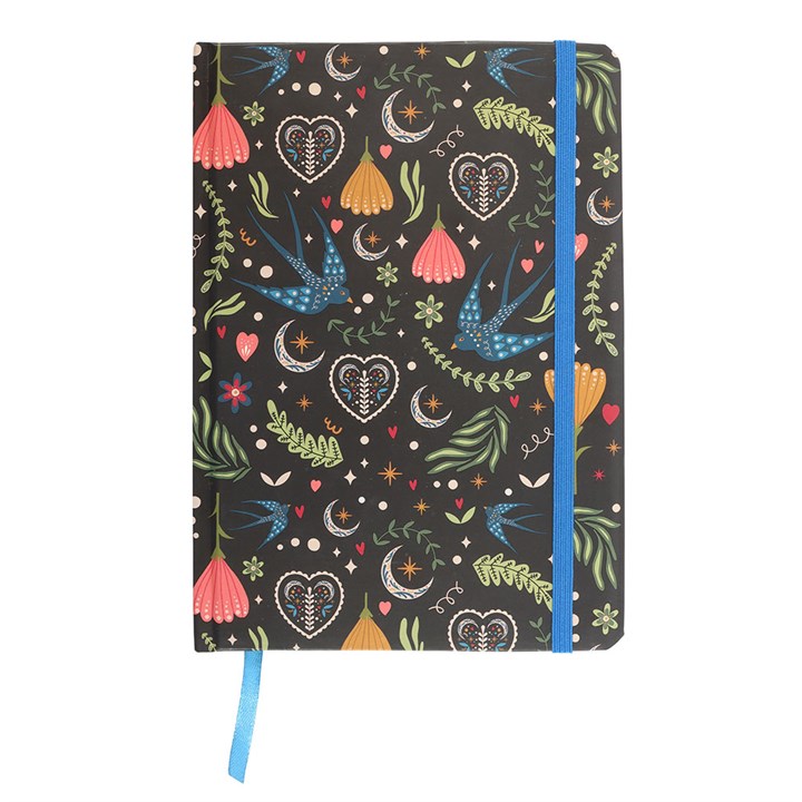 Black Midnight Bloom A5 Notebook