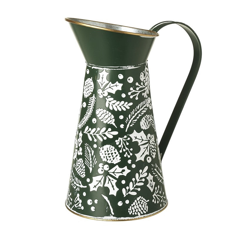 Green Metal Holly Design Jug