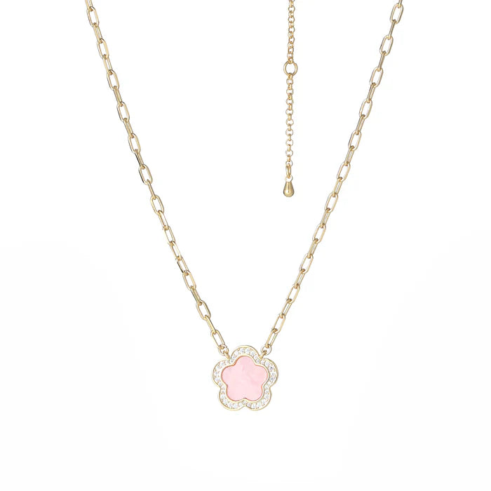 Park Lane gold plated necklace with cubic zirconia stones, pink