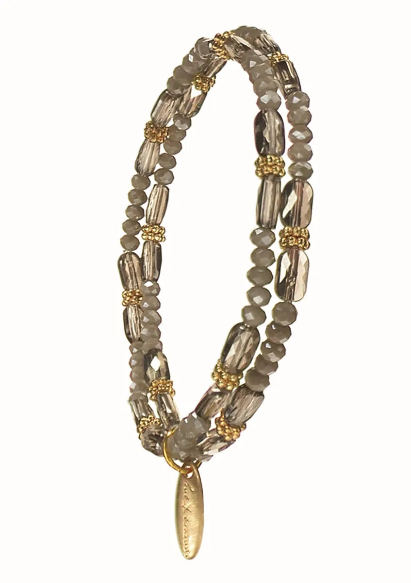 Hot Tomato -B - Duet Shimmer Bracelet - Grey/Gold