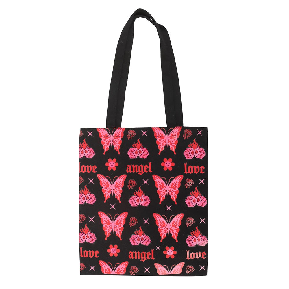 Flaming Butterfly Print Polycotton Tote