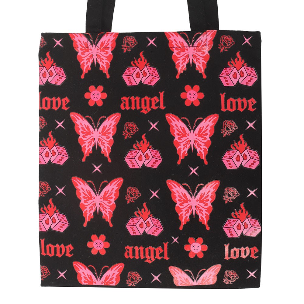 Flaming Butterfly Print Polycotton Tote