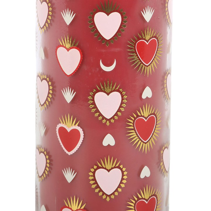 Sacred heart print black fig tube candle