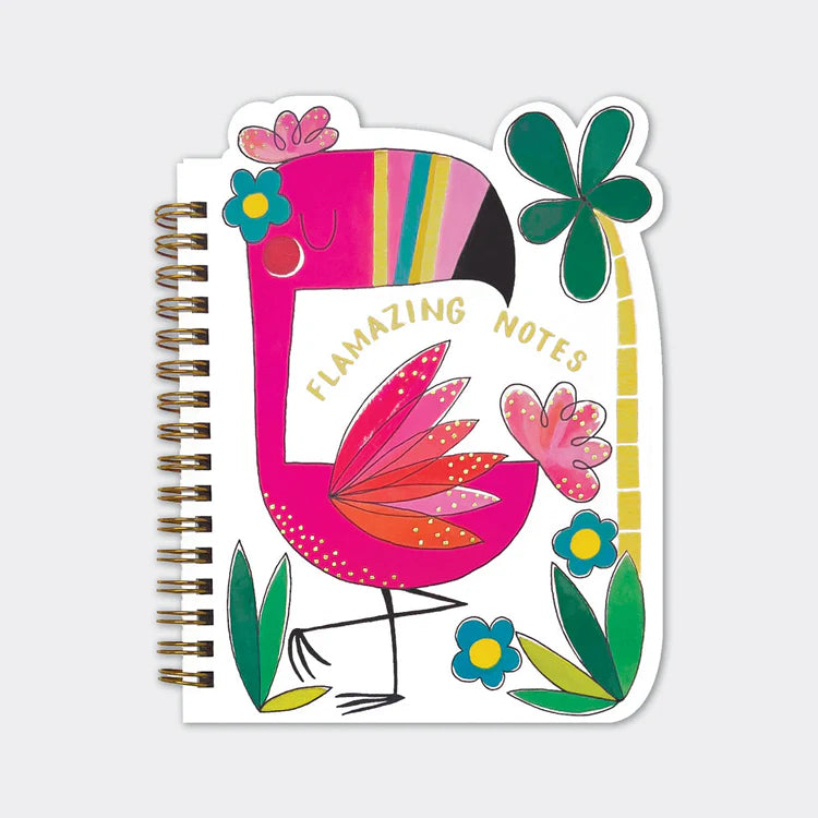 Flamazing Flamingo Shaped Wire Bound Notebook | Gold Foil