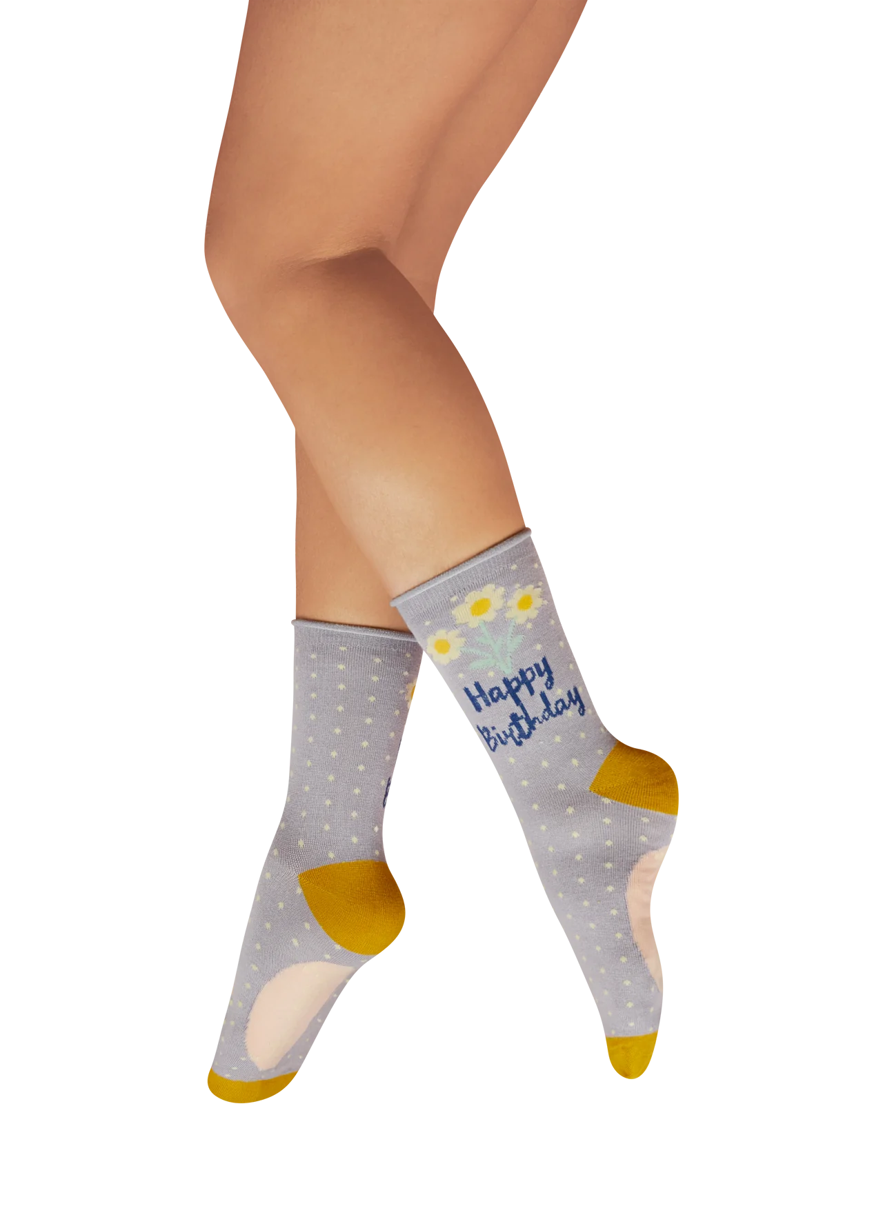 Ladies' Ankle Socks - Happy Birthday Daisies - Lilac