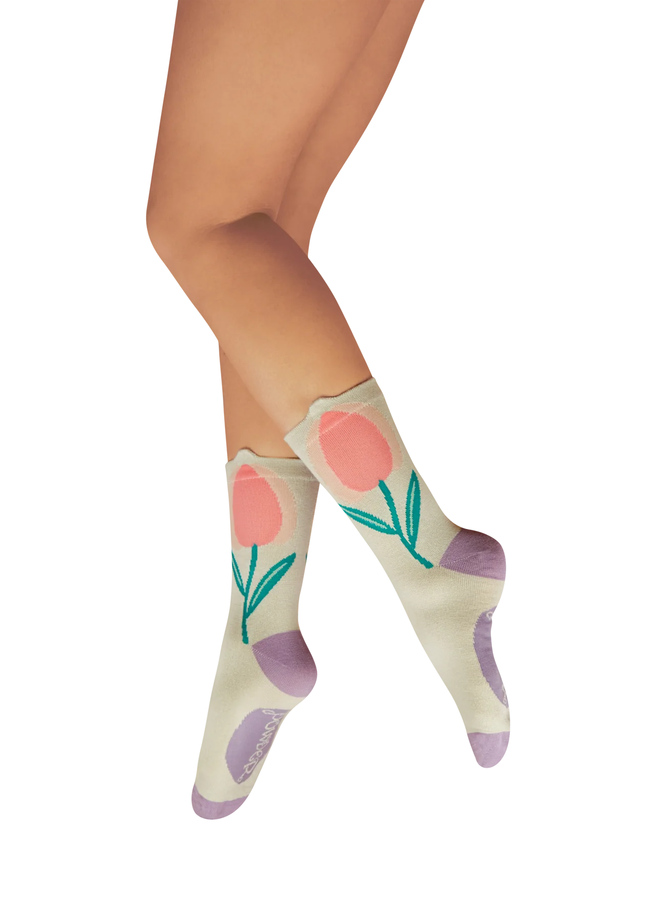 Flower Top Ankle Socks - Tulip Coconut