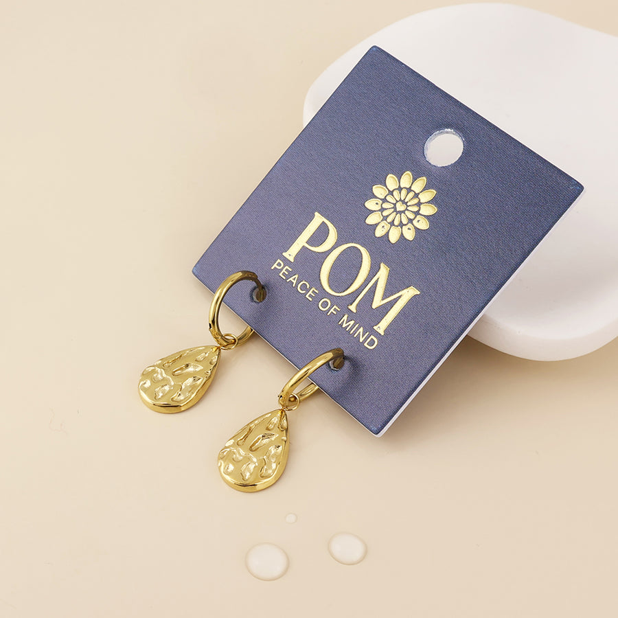 POM - Relic Stainless Steel Gold Plated Teardrop Earrings