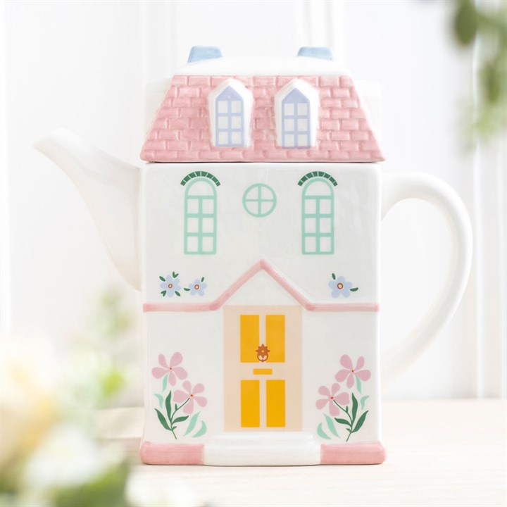 SALE - Pastel House Shaped Teapot