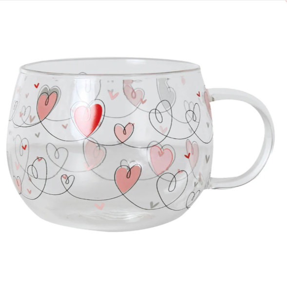 Sale - Glass Mug - Hearts