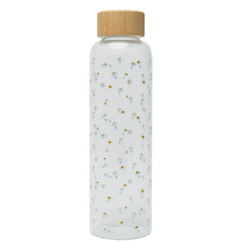 Sale - Ditsy Chamomile Glass Water Bottle