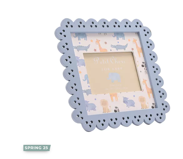 Widdop - Scallop edge baby frame in blue 4''x3''