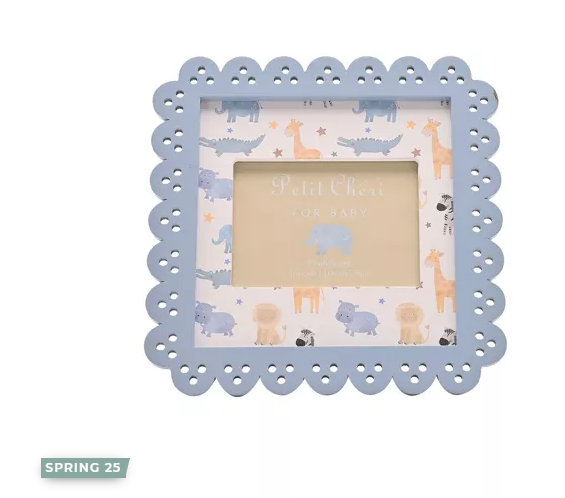 Widdop - Scallop edge baby frame in blue 4''x3''