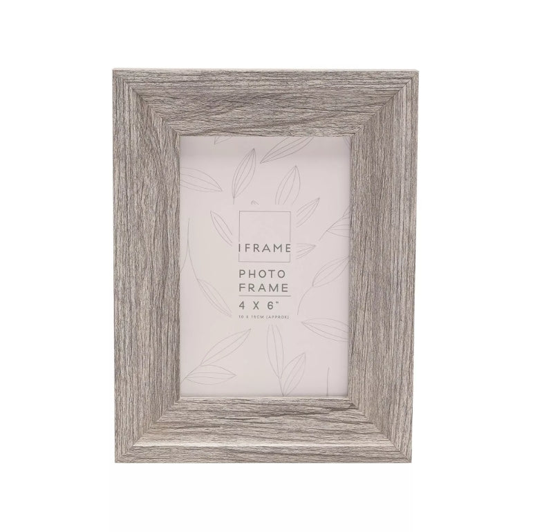 iFrame Mid Grey Wood Effect Frame 4" x 6"