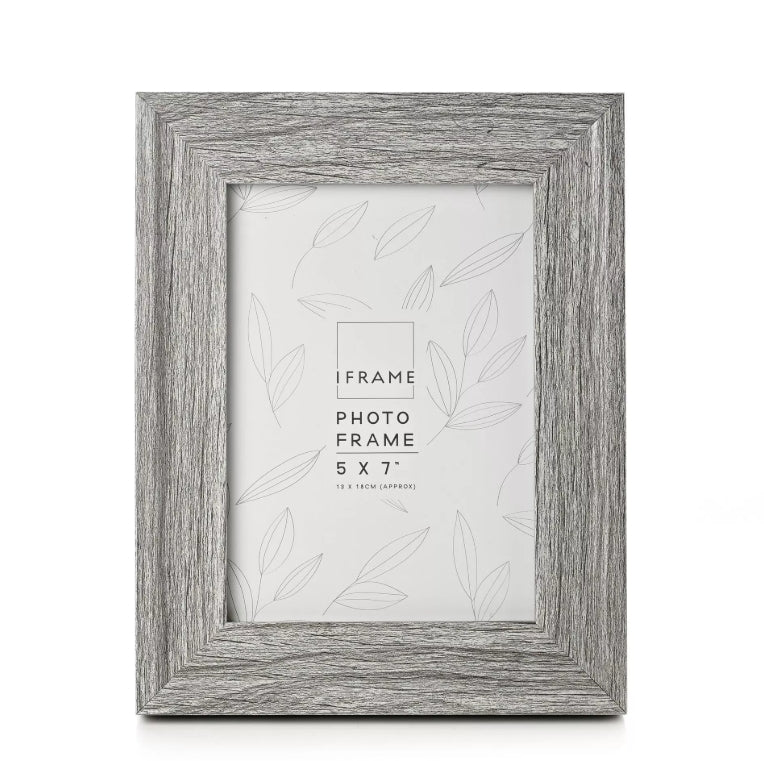 iFrame Mid Grey Wood Effect Frame 5" x 7"