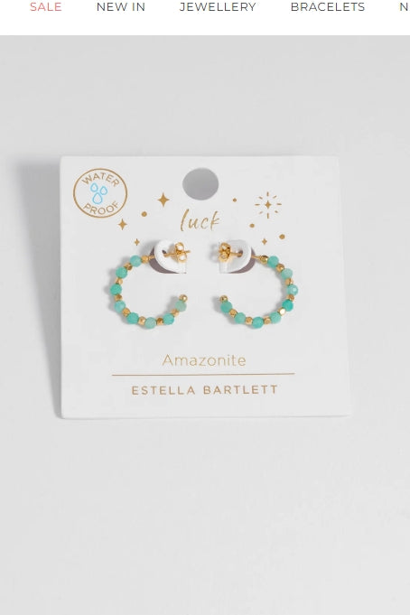 Estella Bartlett - Wellness Amazonite Coco Beaded Hoops