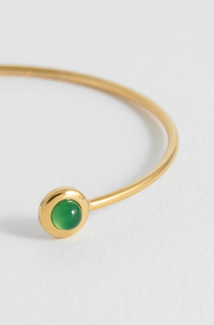 Estella Bartlett - Wellness Green Agate Open Bangle