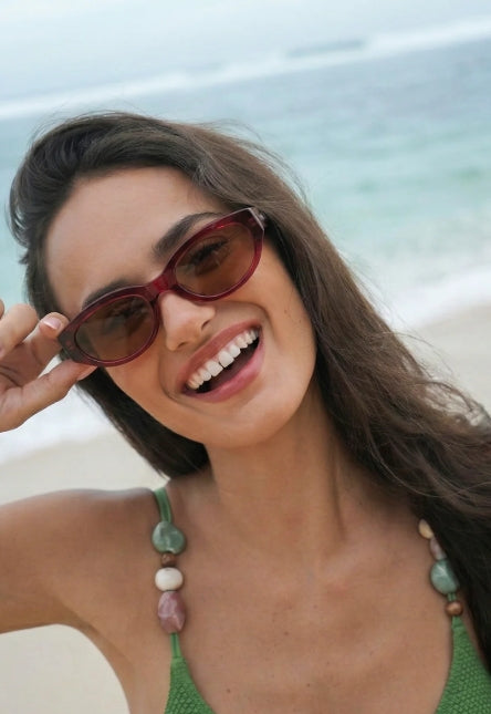 Estella Bartlett - Dark Burgundy Siena Oval Women’s Sunglasses