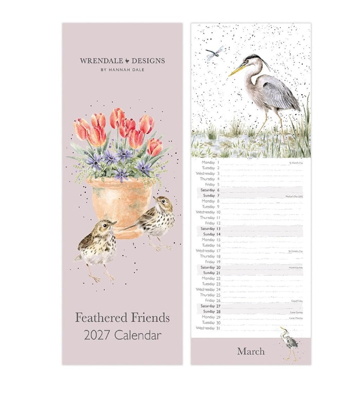 'Feathered Friends' Bird Slim Calendar 2027