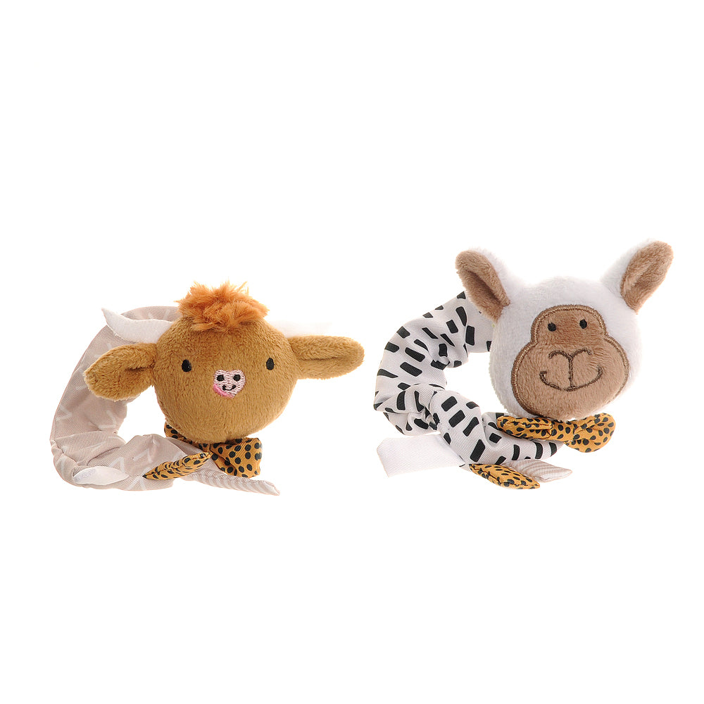 Plush Highland Cow & Sheep Wrist Rattle