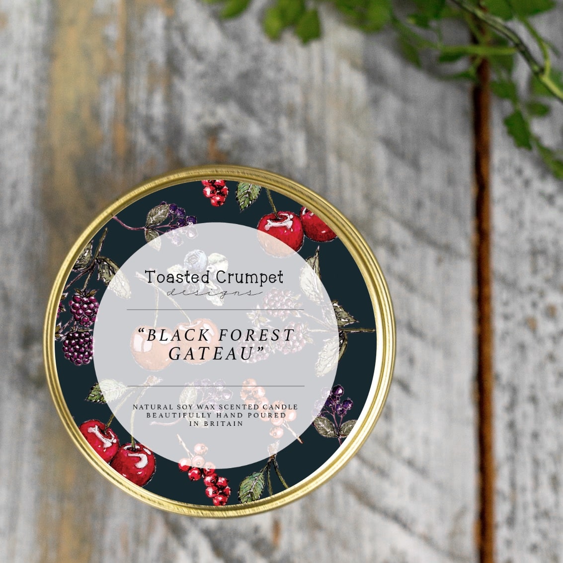 Black Forest Gateau Candle in a Matt Gold Tin