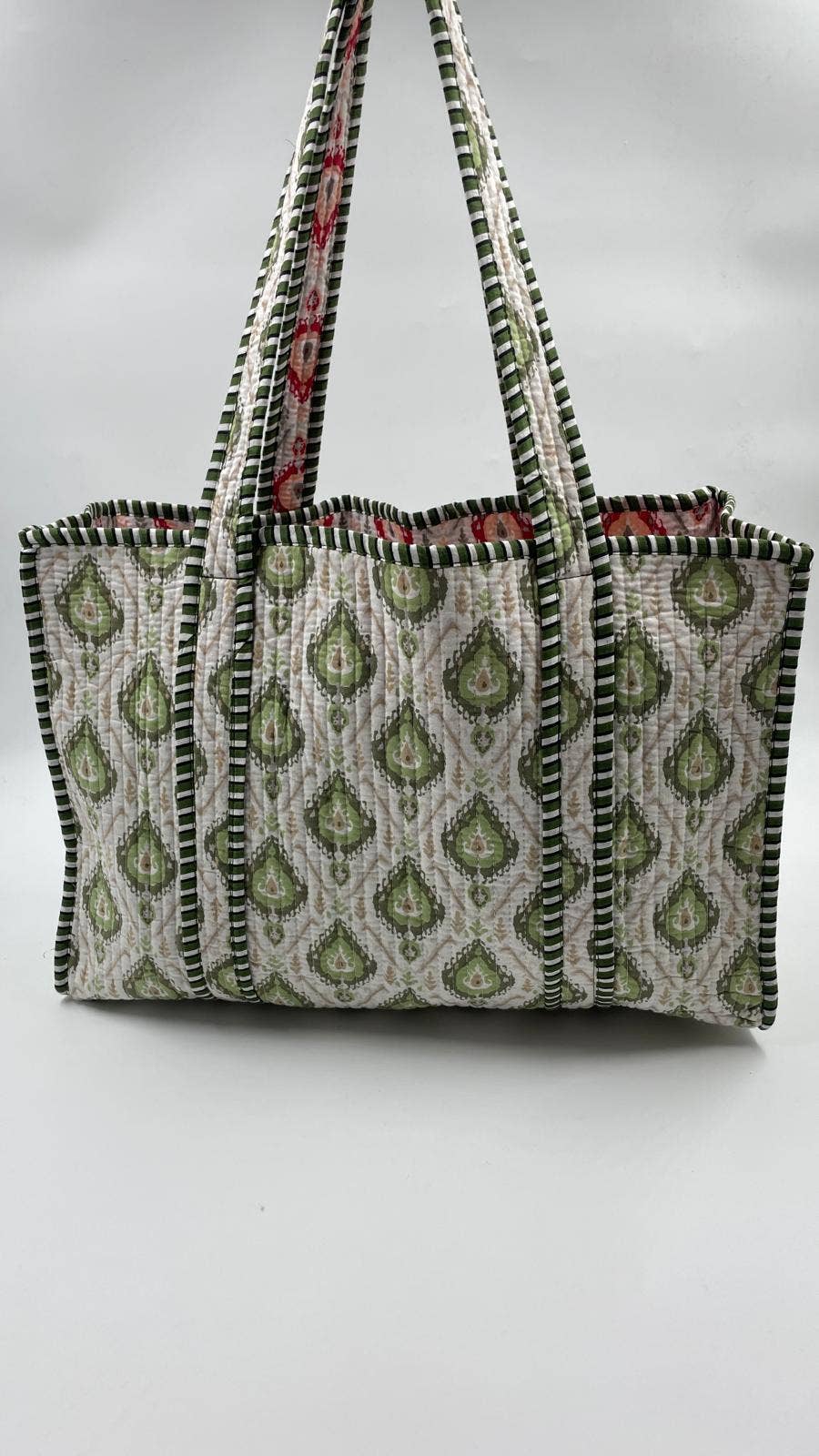 100% Cotton Kantha Quilted Boho Reversible (Small) Tote Bag