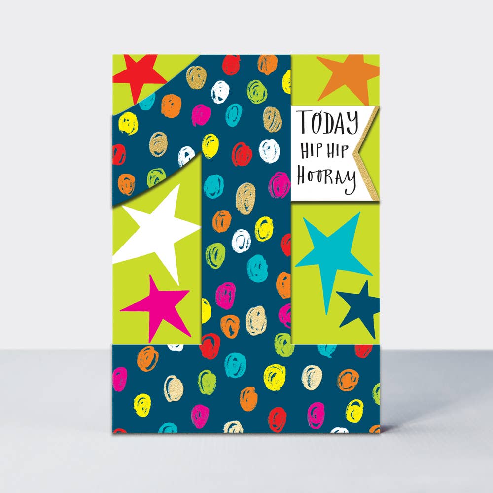 Ditto - Age 1 Boy - Hip Hip Hooray/Stars Birthday Card