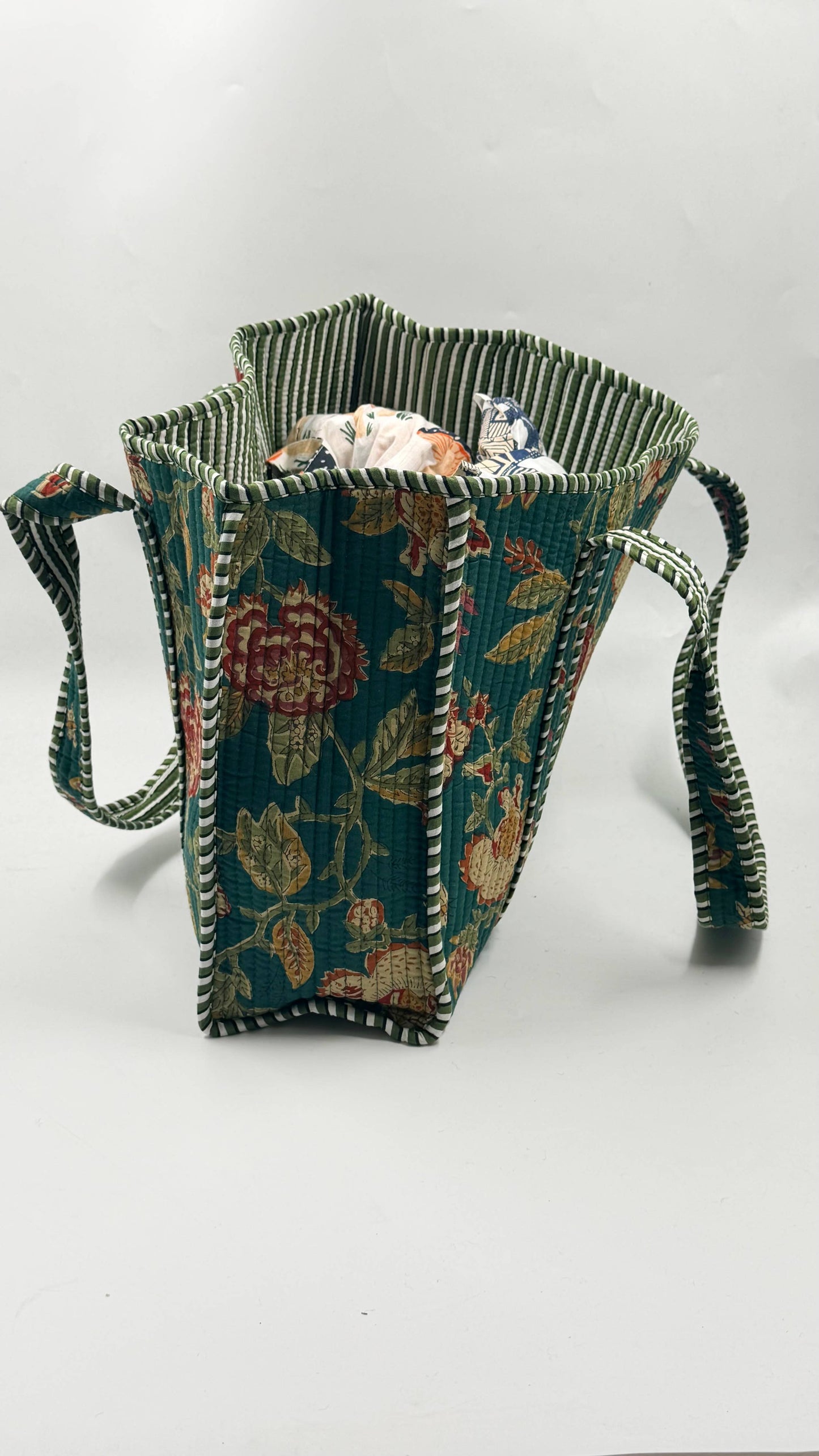 100% Cotton Kantha Quilted Boho Reversible (Small) Tote Bag