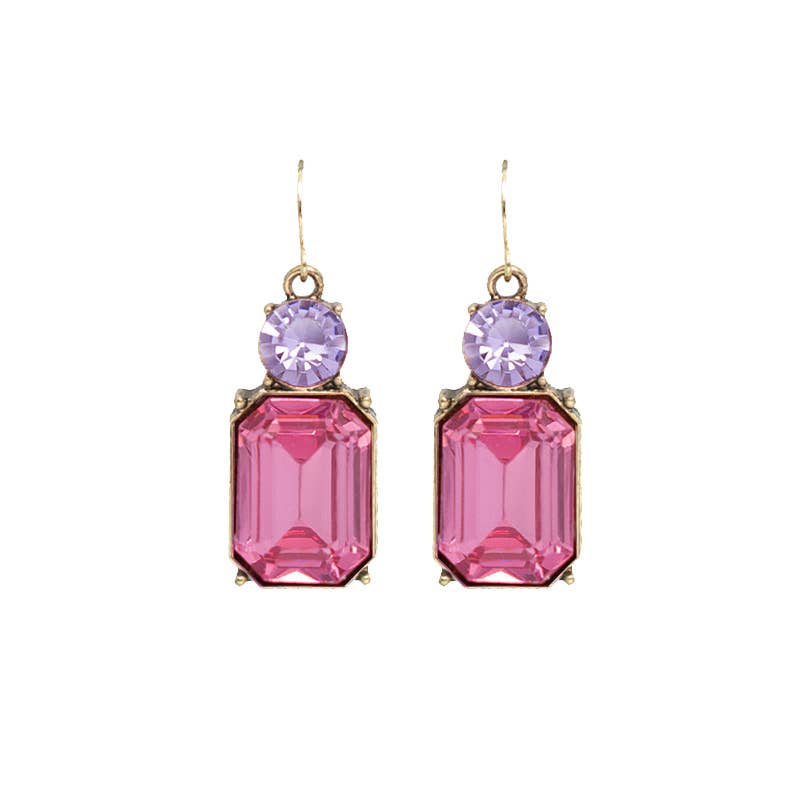 Twin Gem Earring in Rose Pink & Lilac