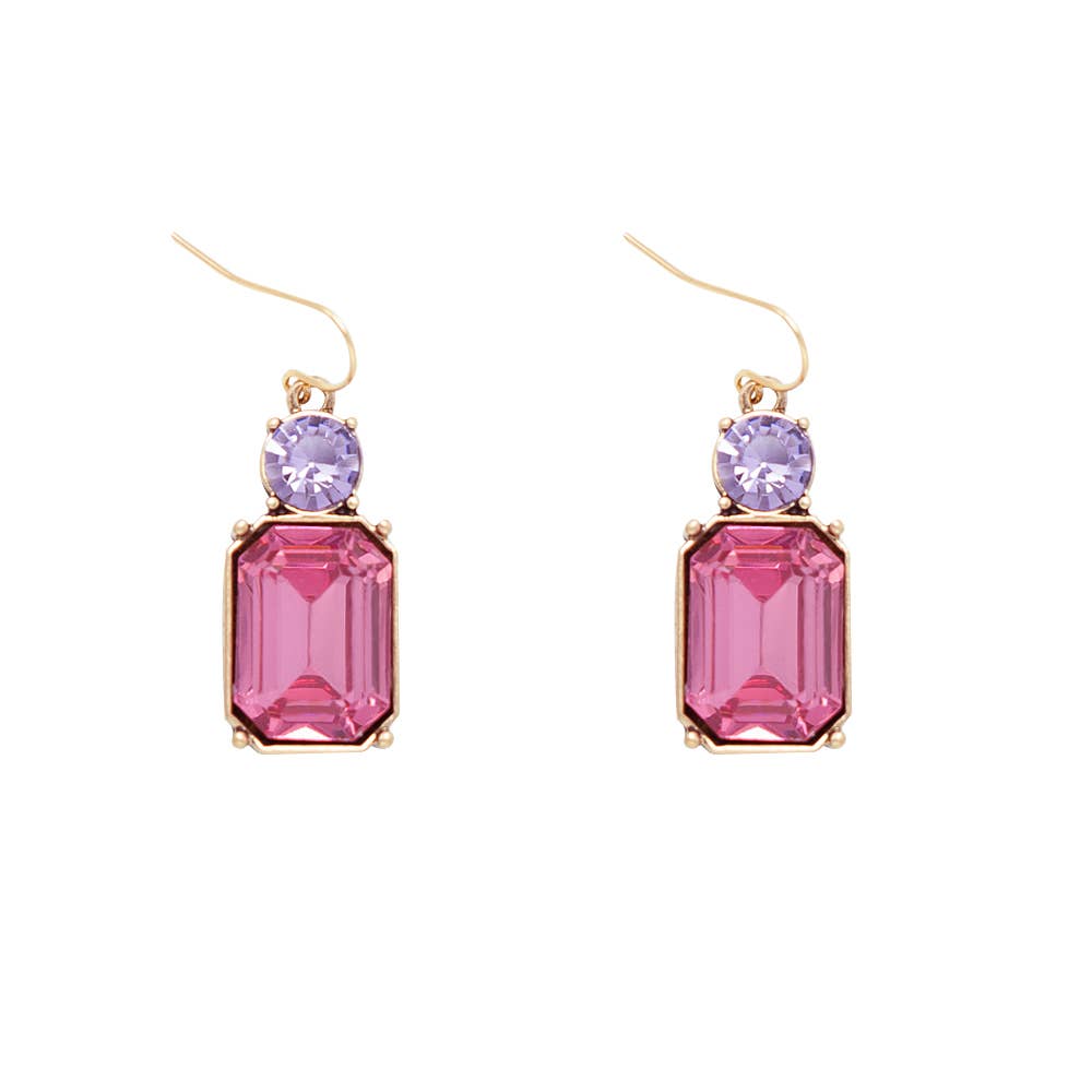 Twin Gem Earring in Rose Pink & Lilac
