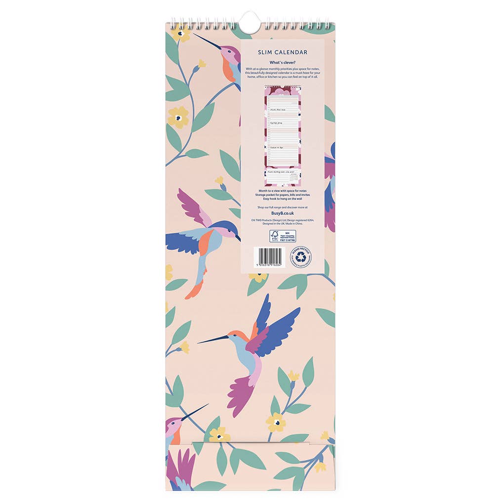2026 Slim Wall Calendar with Notes, Hook & Storage Pocket