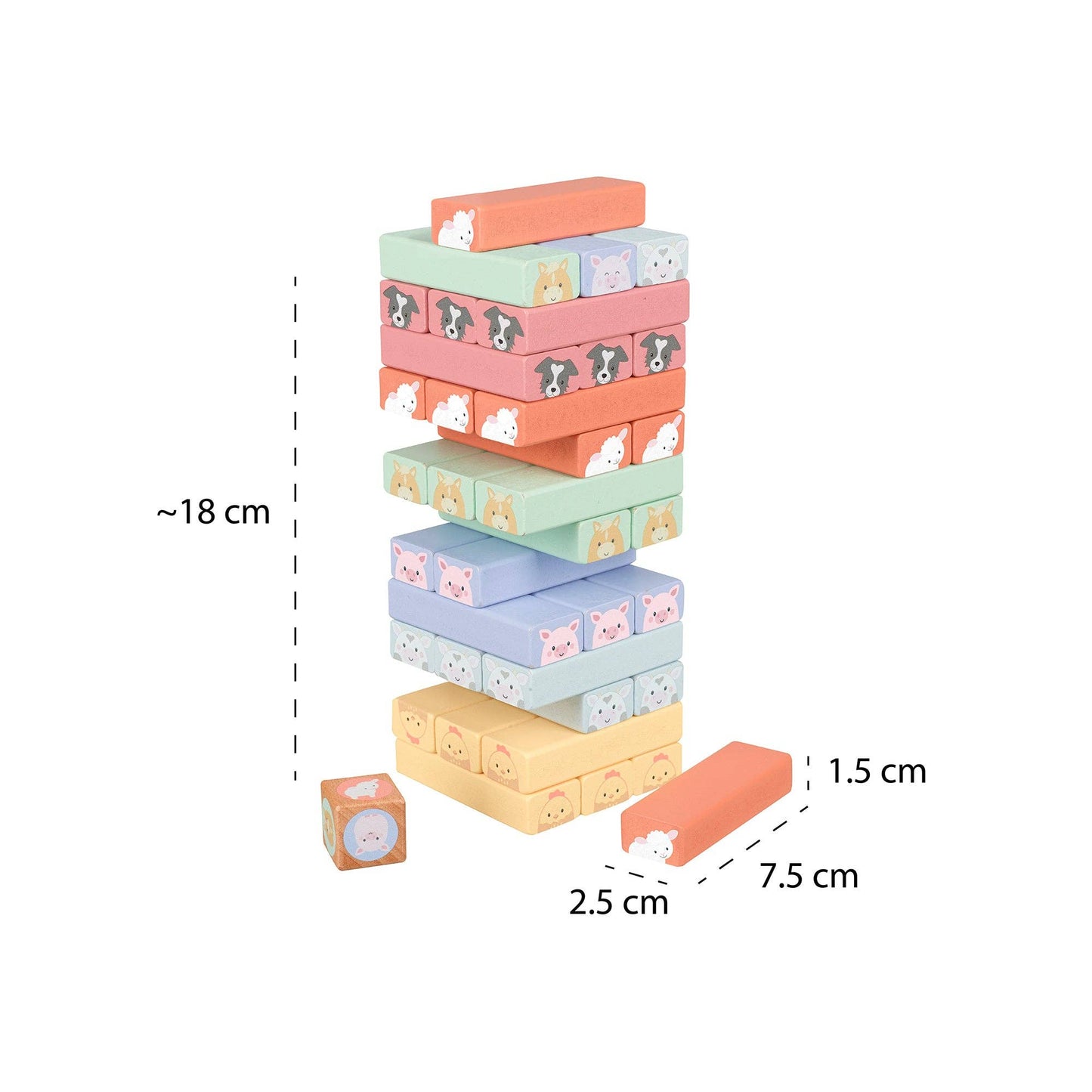 Farmyard Wooden Animal Tumbling Tower