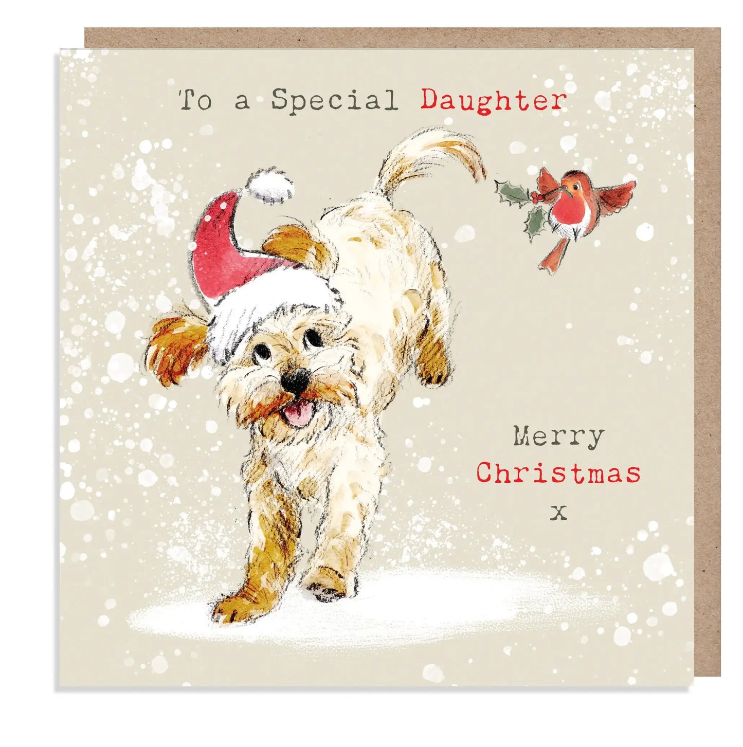 Christmas Card - To A Special Daughter - Running Golden