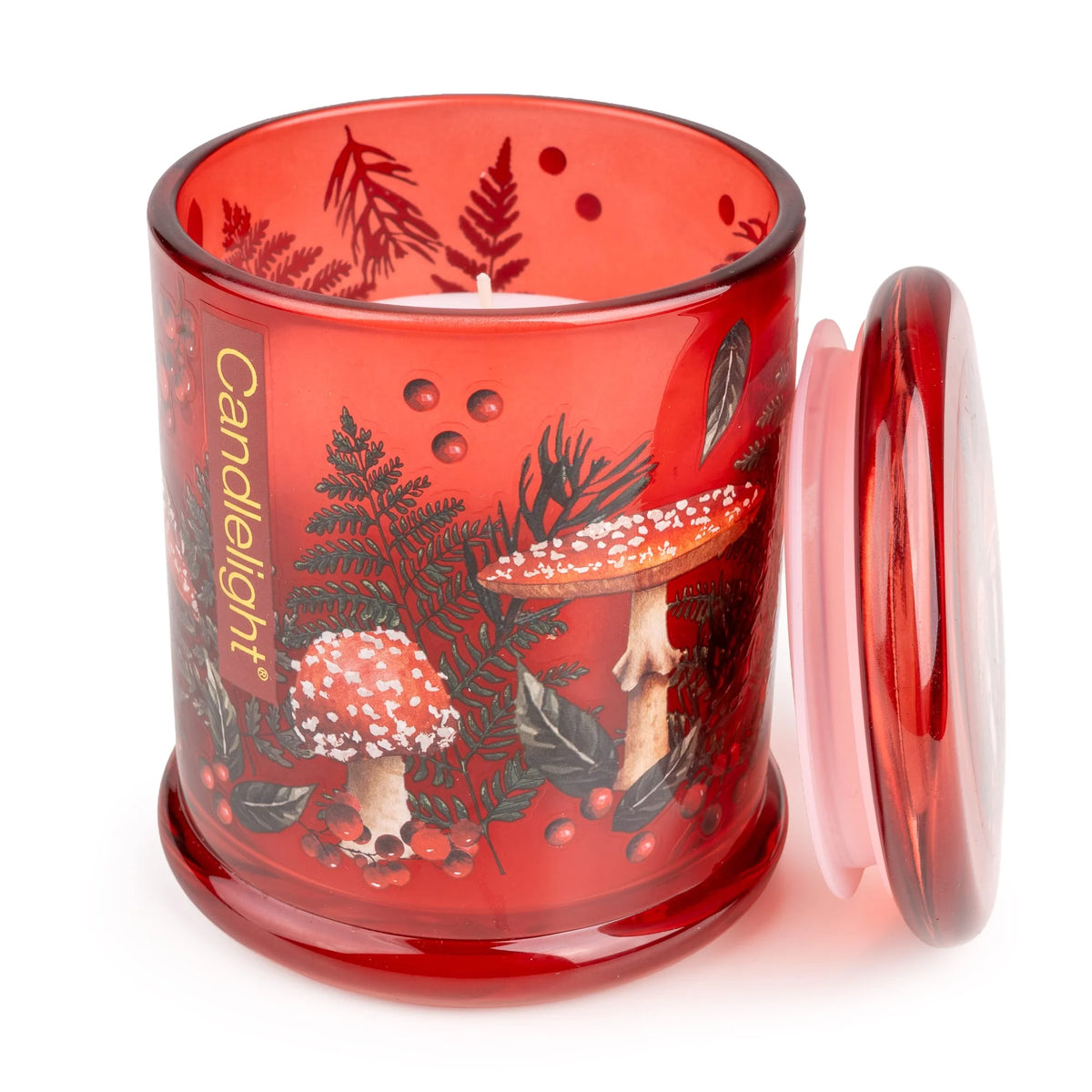 Large Glass Candle Jar - Toadstools Flora & Fauna