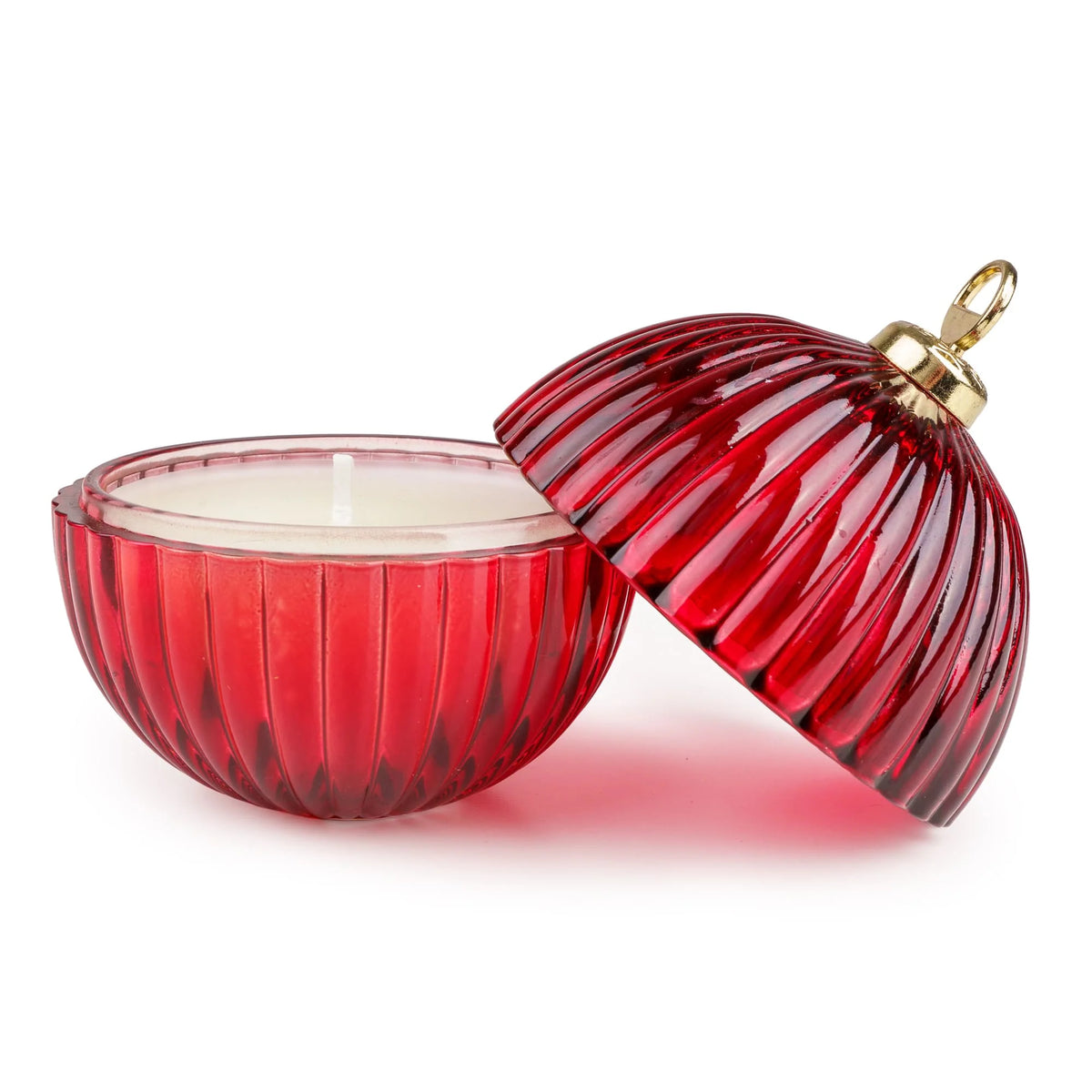 Large Bauble Glass Candle - Red