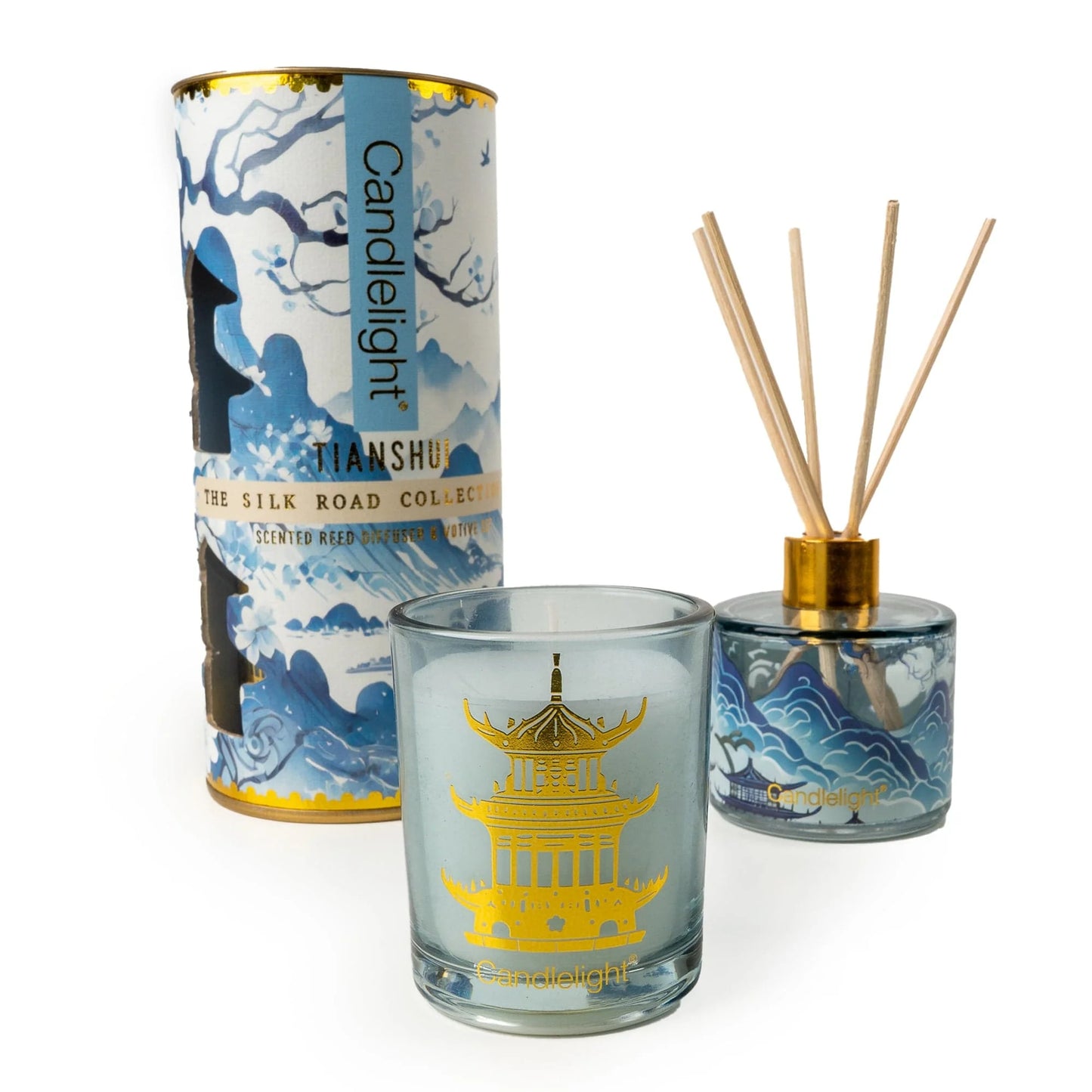 Gift Set - Tianshui Blue Reed Diffuser and Candle