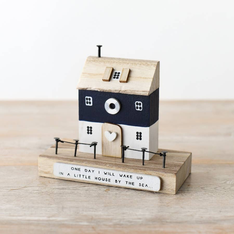House By The Sea Wooden Block Ornament, 13cm