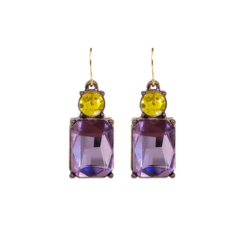 Twin Gem Earring in Violet & Yellow