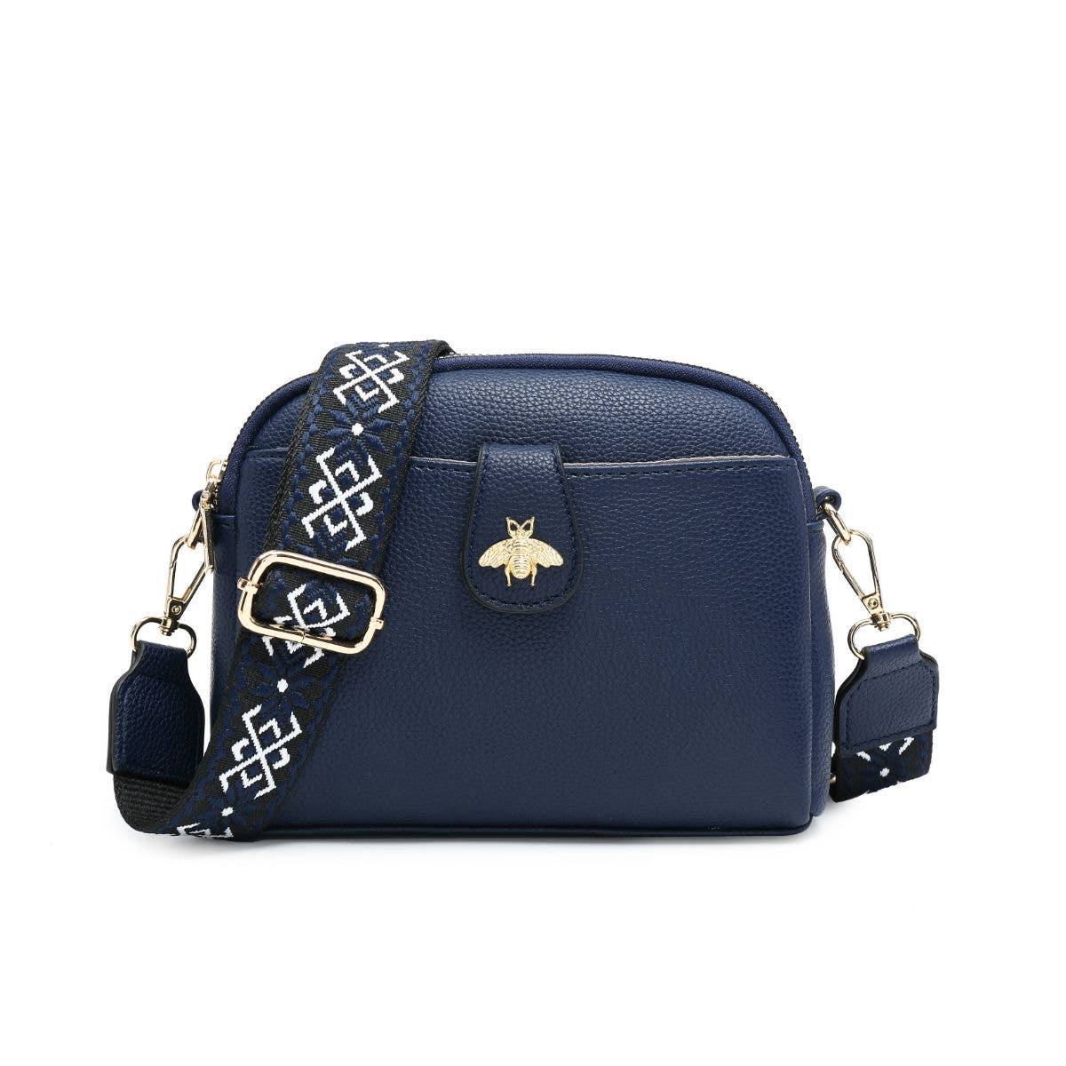 Cross Body Handbag with double zip top sections: Wine