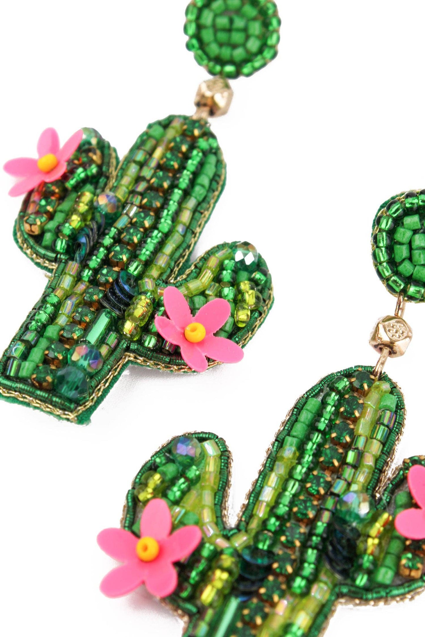 GREEN AND PINK CACTUS EARRINGS