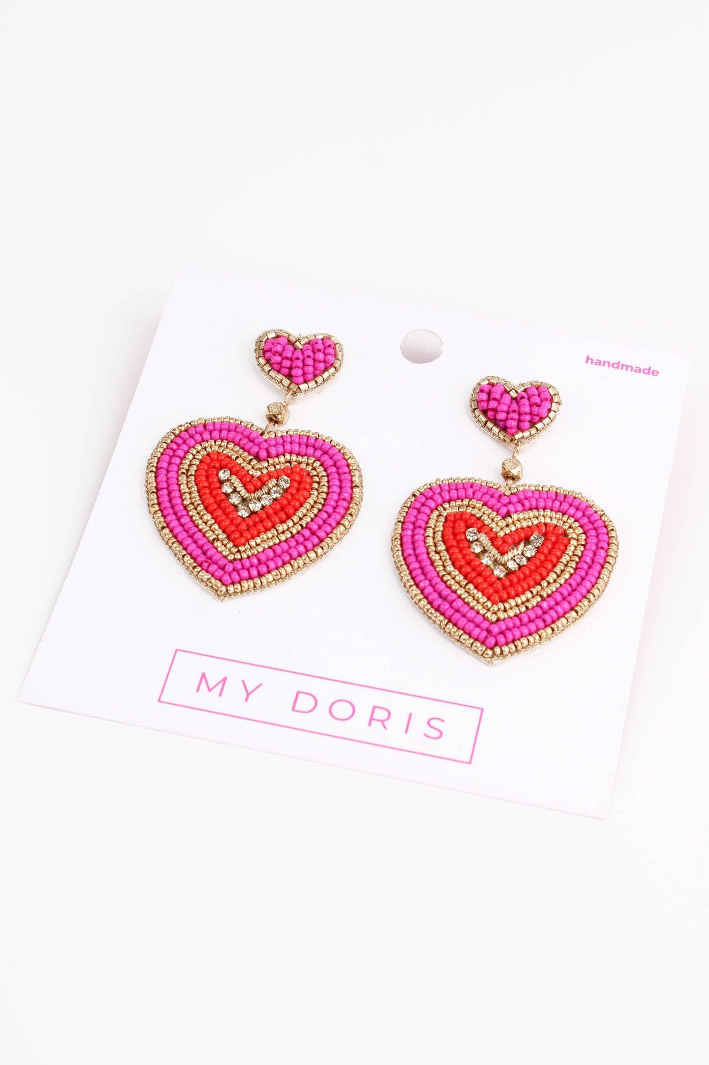 PINK RIPPLE HEART EARRINGS
