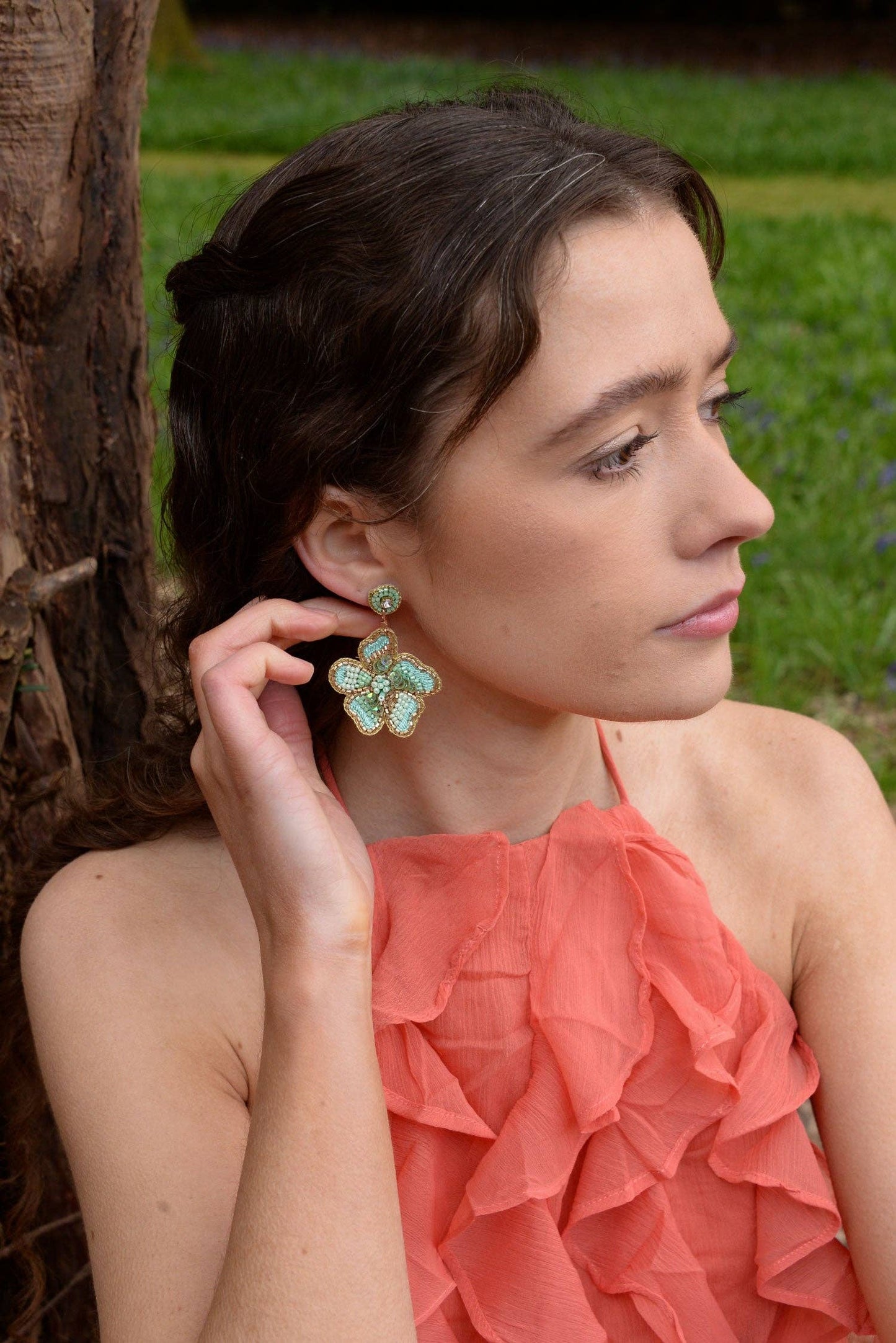 MINT FLOWER EARRING