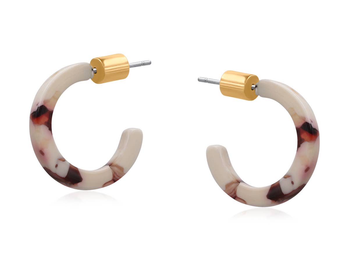 Genoa Petite Resin Hoop Earrings : BLUE/RED