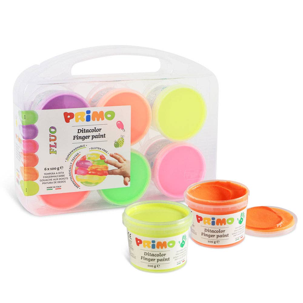 PRIMO Finger Paints - Neon Colours (6 * 100g pots)