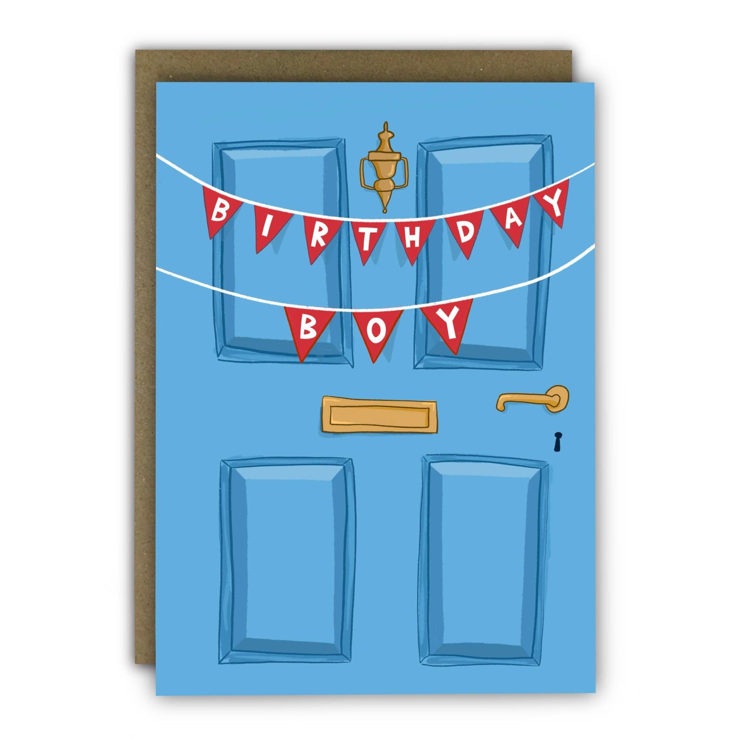 Funny Birthday Card - A6 - Birthday Boy Door Bunting: Naked