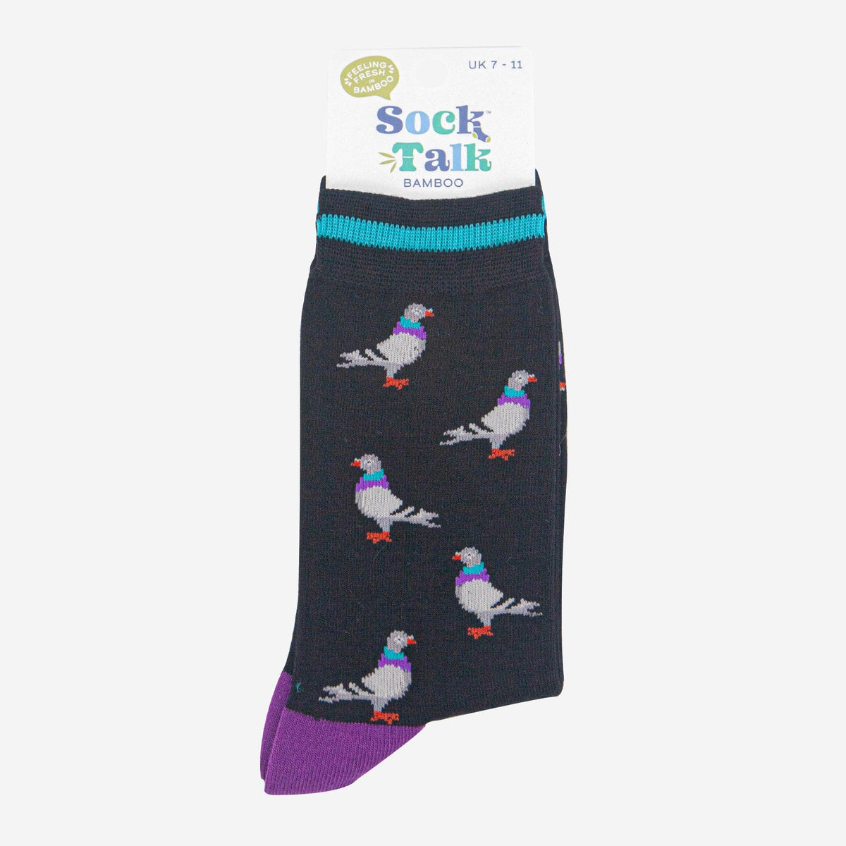 Men's Bamboo Socks - Black/Purple, Pigeon: UK 7-11 | EU 40.5-46 | US 8-12